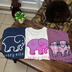 Ivory Ella Elephant T-Shirt Women Short Sleeve Crew Neck, NWOT SPring Summer lot